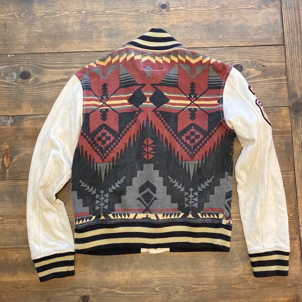 True Religion Serape‎ Print Kids Varsity Knit Jacket Geometric Print TR Logo